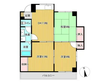 根石ビル(3DK/3階)の間取り写真