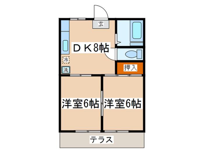 フレグランス明王(2DK/1階)の間取り写真