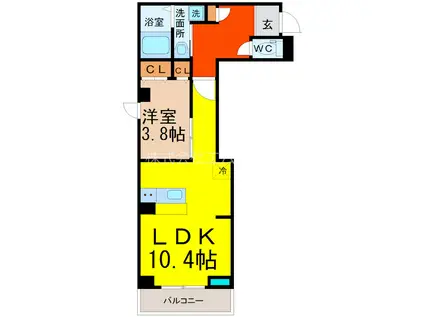 N-STAGE東別院(1LDK/1階)の間取り写真