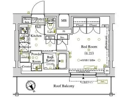 ARKMARK東大井(1K/4階)の間取り写真