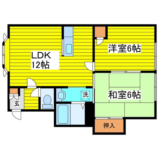 レジデンスHK(2LDK/2階)の間取り写真