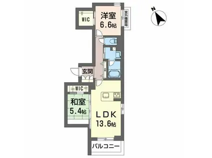 PROMENADE西草深(2LDK/3階)の間取り写真