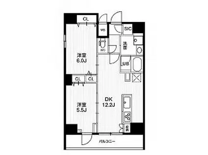 ジェノヴィア両国Vスカイガーデン(2LDK/9階)の間取り写真