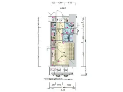 プレサンス高畑ルミア(1K/3階)の間取り写真