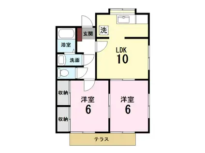 コーポスガヌマ(2LDK/1階)の間取り写真