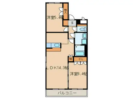 エルシオン(2LDK/2階)の間取り写真