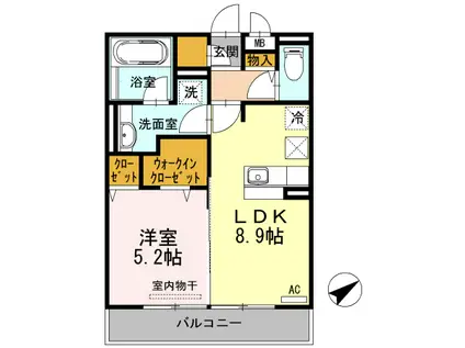 セレンディピティ堅田(1LDK/1階)の間取り写真
