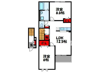フレールIII(2LDK/2階)の間取り写真