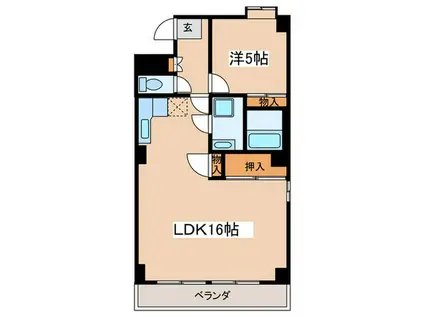 ビラシャルレ(1LDK/5階)の間取り写真