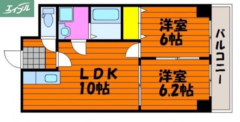 サニーヒルズ大福(2LDK/2階)の間取り写真