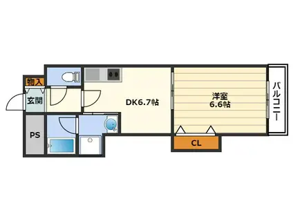 クレイルタワー(1DK/14階)の間取り写真