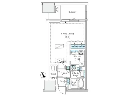 麻布台ヒルズレジデンスB(ワンルーム/9階)の間取り写真