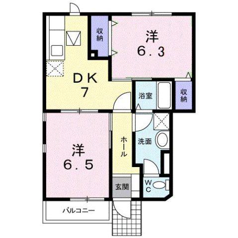 プチメゾン(2DK/1階)の間取り写真