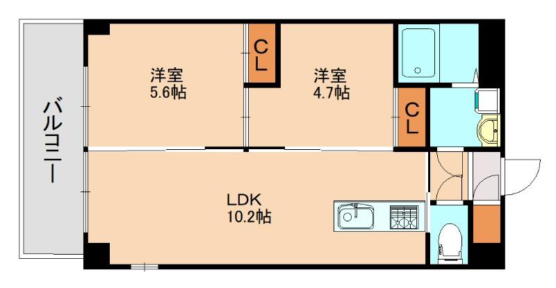庭園レジデンス西館(2LDK/2階)の間取り写真