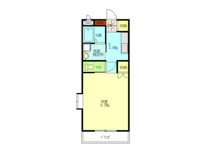 アニバーサリー(1K/2階)の間取り写真