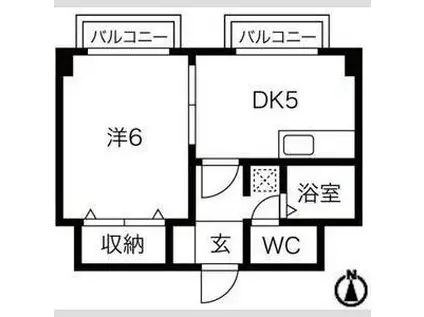 BELONG香里園(1DK/2階)の間取り写真