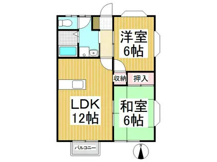ハーベスト千曲(2LDK/2階)の間取り写真