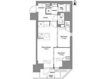 BRILLIA IST 新御徒町(2DK/12階)の間取り写真