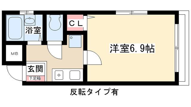 地下鉄東山線 池下駅 徒歩2分 4階建 築20年(1K/2階)の間取り写真
