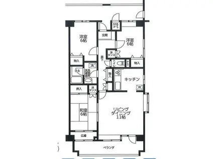 ヴィルゾンたまき(3LDK/4階)の間取り写真