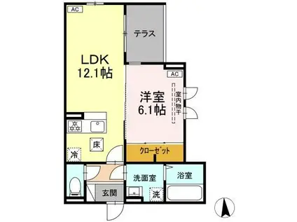 D-ROOM小田原2丁目A(1LDK/3階)の間取り写真