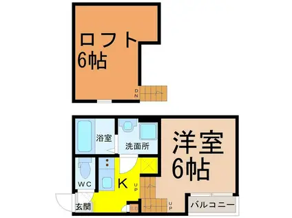 K・DREAM堀田(1K/1階)の間取り写真