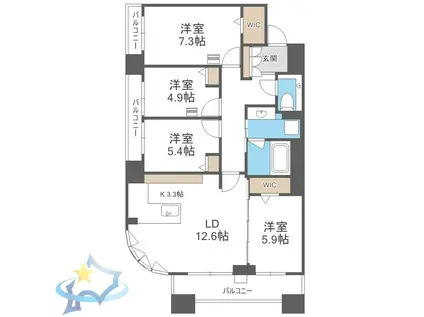 グランファーレ幌西グランデュール(4LDK/3階)の間取り写真