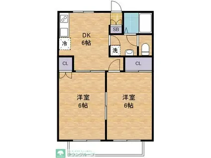 パレスサンライズ(2DK/2階)の間取り写真