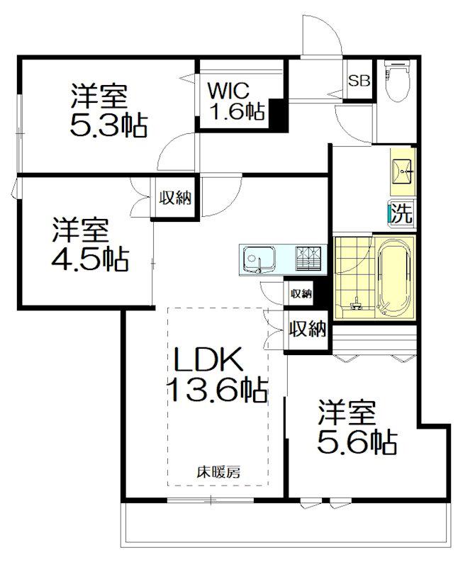 高円寺Kレジデンス(3LDK/1階)の間取り写真