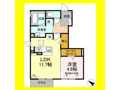 リバーグラス(1LDK/1階)の間取り写真