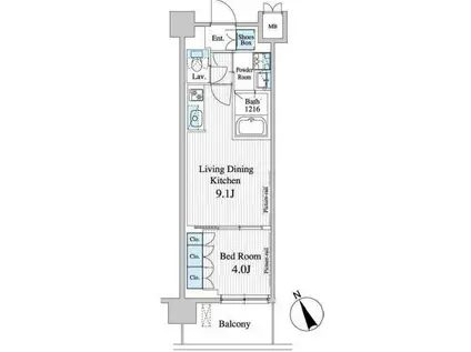 プレノ清澄庭園(1LDK/2階)の間取り写真