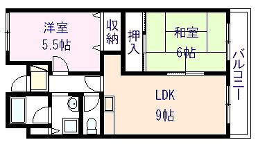 グリーンコート春木(2LDK/2階)の間取り写真