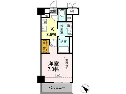 ヴィラ ひまわり(1K/4階)の間取り写真