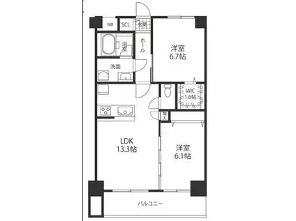 プラザハウスビル(1DK/2階)の間取り写真