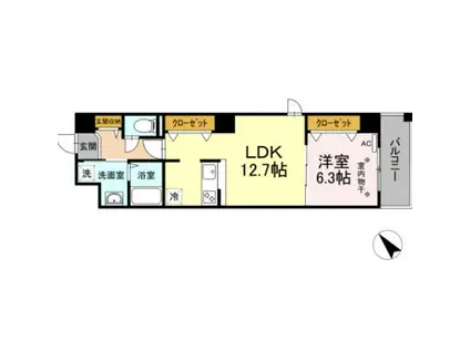 ノーブルヒルズ(1LDK/7階)の間取り写真