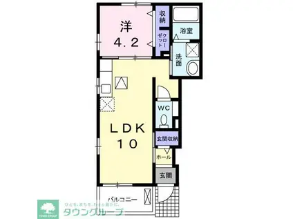 アンソレイユ(1LDK/1階)の間取り写真