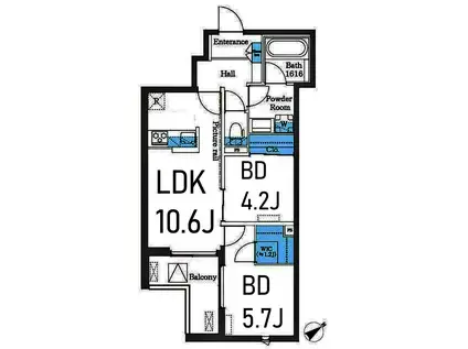 フィカーサ横浜(2LDK/3階)の間取り写真