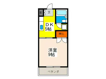 福見ビル(1DK/4階)の間取り写真