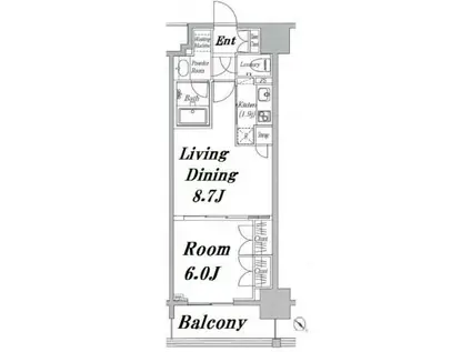 EPIC HIGASHI NIHONBASHI RESIDENCE(1LDK/2階)の間取り写真