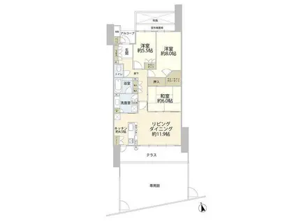 トラスティア北野(3LDK/1階)の間取り写真
