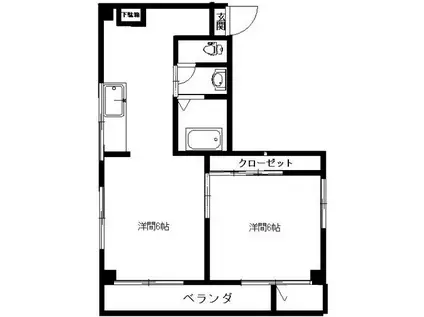 熊野前8ビル(2DK/3階)の間取り写真