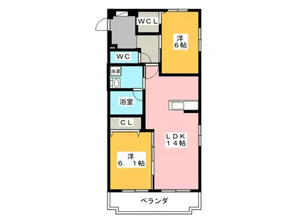COURT SHANGRIーLA(2LDK/2階)の間取り写真