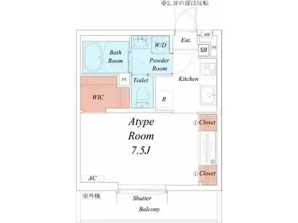 リブリ・モノリスハカタ(1K/2階)の間取り写真