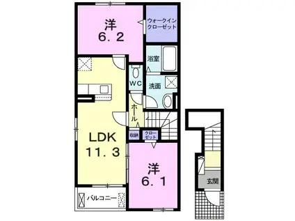 HY SOLARE 22(2LDK/2階)の間取り写真