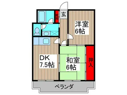 SHOHEIマンション(2DK/2階)の間取り写真