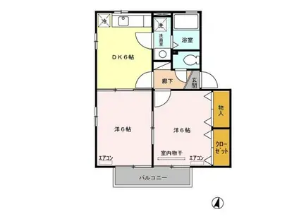 ブラン・メゾン(2DK/2階)の間取り写真