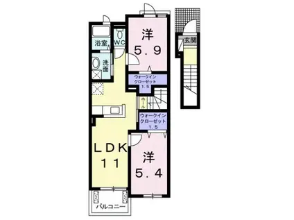 スペリアージュII(2LDK/2階)の間取り写真
