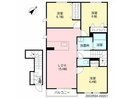 グランメゾン武雄 C(3LDK/2階)の間取り写真