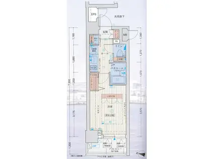 エステムプラザ横濱みなとみらいウエスト(1K/8階)の間取り写真