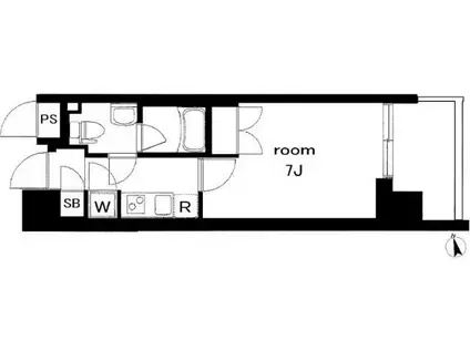 パレステュディオ芝浦シティ(1K/6階)の間取り写真